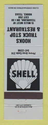 Matchbook Cover - Shell oil gas Hooks Truck Stop TX BLUE