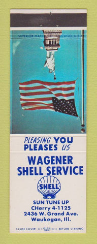 Matchbook Cover - Shell oil gas Wagener Waukegan IL