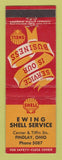 Matchbook Cover - Shell oil gas Ewing Findlay OH