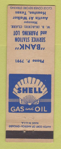 Matchbook Cover - Shell oil gas Bank Houston TX
