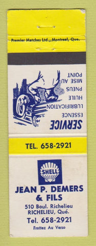 Matchbook Cover - Shell oil gas Jean Demers Richelieu QC