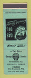 Matchbook Cover - Shell oil gas Garage Service Drummond QC WEAR