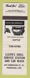 Matchbook Cover - Shell oil gas Lloyd's Pembroke ON