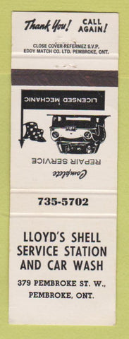 Matchbook Cover - Shell oil gas Lloyd's Pembroke ON