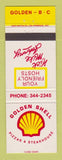 Matchbook Cover - Shell oil gas Golden BC Pizza Steak