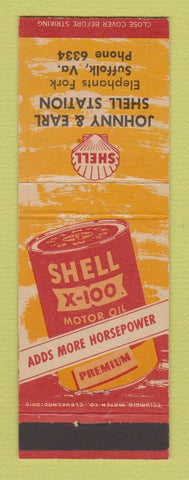 Matchbook Cover - Shell oil gas Johnny & Earl Suffolk VA