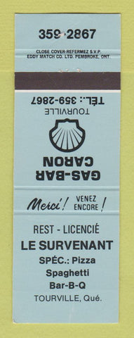 Matchbook Cover - Shell oil gas Le Survenant Tourville QC WEAR