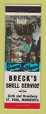 Matchbook Cover - Shell oil gas Breck's St Paul MN LAMINATED
