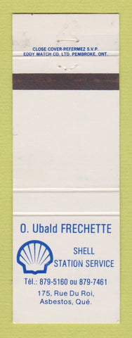 Matchbook Cover - Shell oil gas O Ubald Frechette Asbestos QC POOR BACK