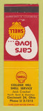 Matchbook Cover - Shell oil gas College Hill Cincinnati OH