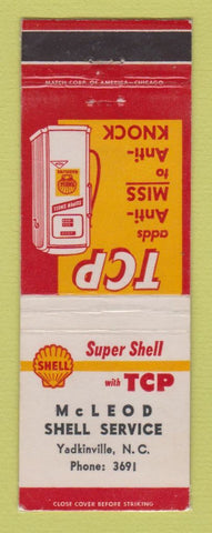 Matchbook Cover - Shell oil gas McLeod Yadkinville NC LAMINATED