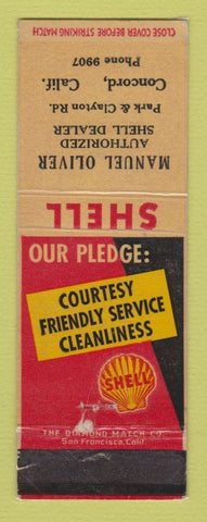 Matchbook Cover - Shell oil gas Manuel Oliver Concord CA WEAR LAMINATED