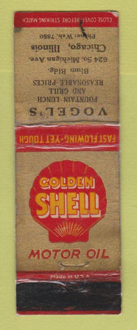 Matchbook Cover - Shell oil gas Vogel's Chicago IL WEAR LAMINATED