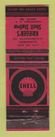 Matchbook Cover - Shell oil gas Krieger's Godeffroy NY LAMINATED