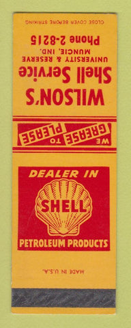 Matchbook Cover - Shell oil gas Wilson's Muncie IN SAMPLE LAMINATED