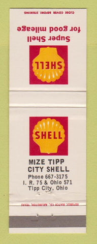 Matchbook Cover - Shell oil gas Mize Tipp City OH