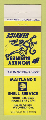 Matchbook Cover - Shell oil gas Maitland's Wyoming ON