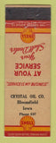 Matchbook Cover - Shell oil gas Crystal Bloomfield IA low phone # WEAR LAMINATED