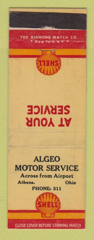 Matchbook Cover - Shell oil gas Algeo Athens OH  WEAR LAMINATED