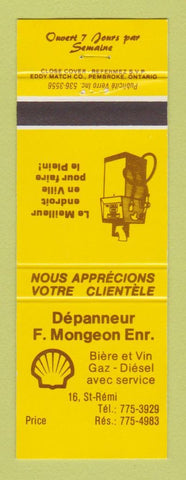 Matchbook Cover - Shell oil gas Depanneur F Mongeon St Remi QC