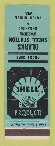Matchbook Cover - Shell oil gas Clarks Patch Grove WI