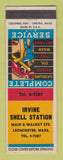 Matchbook Cover - Shell oil gas Irvine Leominster MA LAMINATED