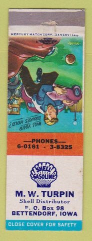 Matchbook Cover - Shell oil gas MW Turpin Bettendorf IA