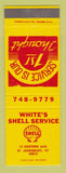 Matchbook Cover - Shell oil gas White's St Johnsbury VT