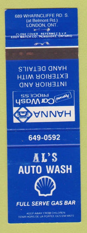 Matchbook Cover - Shell oil gas Al's Car Wash London ON
