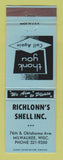 Matchbook Cover - Shell oil gas Richlonn's Milwaukee WI