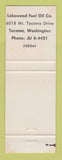 Matchbook Cover - Shell oil gas Lakewood Tacoma WA