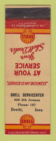 Matchbook Cover - Shell oil gas Servicenter Dewitt IA LAMINATED