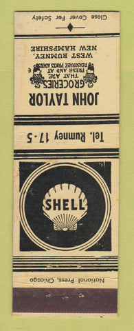 Matchbook Cover - Shell oil gas John Taylor West Rumney NH