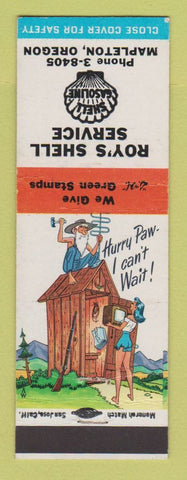 Matchbook Cover - Shell oil gas Roy's Mapleton OR hillbilly