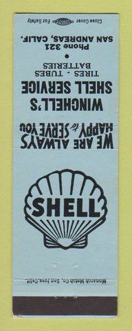 Matchbook Cover - Shell oil gas Winchell's San Andreas CA