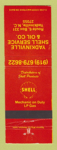 Matchbook Cover - Shell oil gas Yadkinville NC