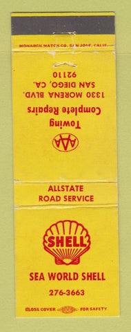 Matchbook Cover - Shell oil gas Sea World San Diego CA WEAR
