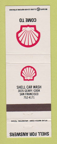 Matchbook Cover - Shell oil gas Car Wash San Francisco CA