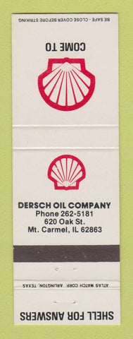 Matchbook Cover - Shell oil gas Dersch Mount Carmel IL