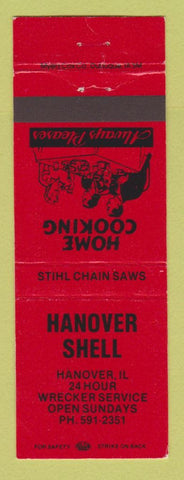 Matchbook Cover - Shell oil gas Hanover IL RED