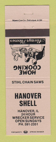 Matchbook Cover - Shell oil gas Hanover IL TAN