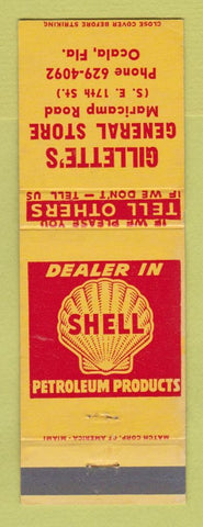 Matchbook Cover - Shell oil gas Gillette's Ocala FL