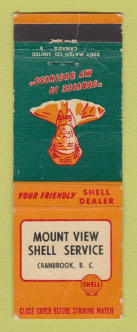 Matchbook Cover - Shell oil gas Mount View Cranbrook BC WORN