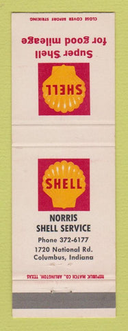 Matchbook Cover - Shell oil gas Norris Columbus IN