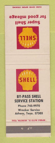 Matchbook Cover - Shell oil gas By Pass Athens TN