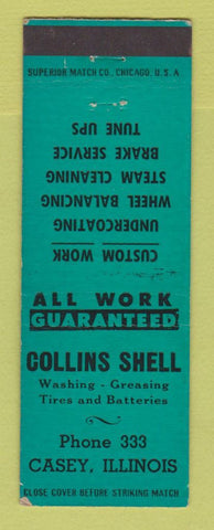 Matchbook Cover - Shell oil gas Collins Casey IL low phone #