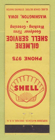 Matchbook Cover - Shell oil gas Gilmere Washington IA
