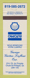 Matchbook Cover - Shell oil gas Garage Gaetan Lafleur Chute St Philippe QC
