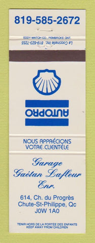 Matchbook Cover - Shell oil gas Garage Gaetan Lafleur Chute St Philippe QC