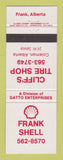 Matchbook Cover - Shell oil gas Frank AB Cliff's Tires